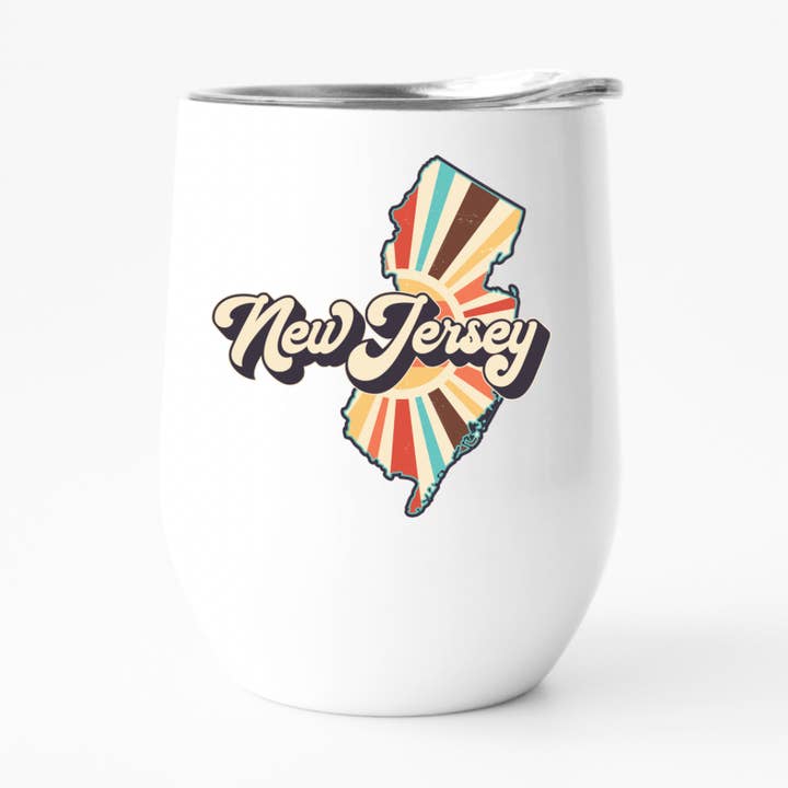 Retro New Jersey Wine Tumbler, State Pride Tumbler for wholesale by Fbombs & Booze