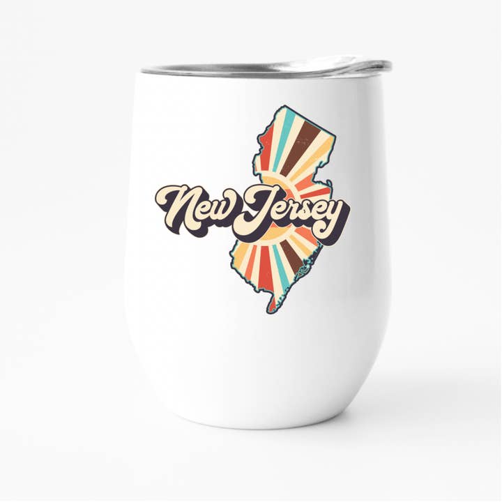 New Jersey Weinbecher, Retro-Stil, State Pride für den Großhandel von Fbombs & Booze