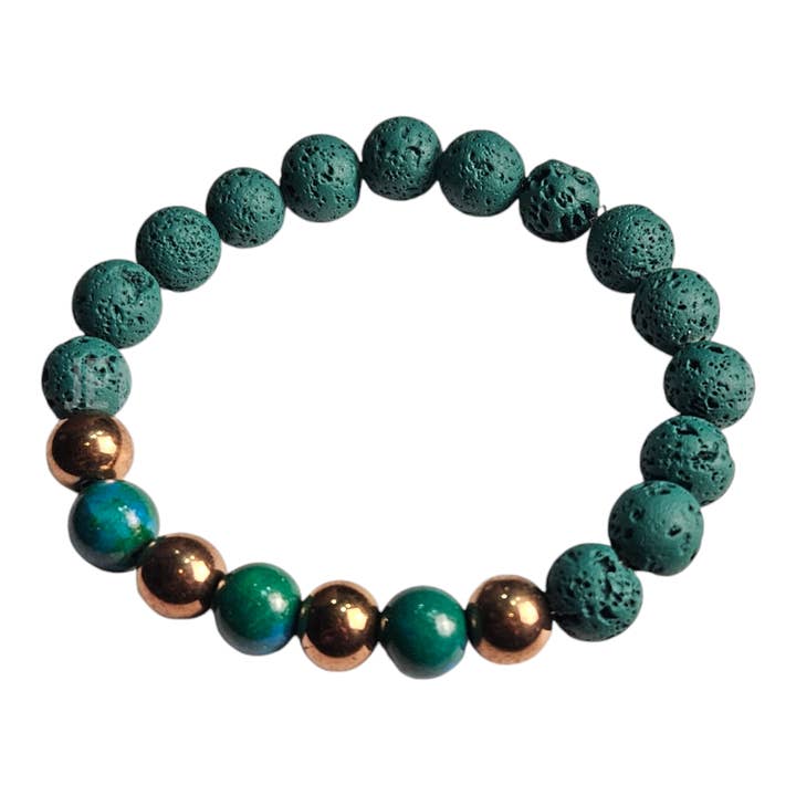 Je Ne Sais Quoi - Wholesale Beaded Bracelet - Magma Aura Sea Green Volcanic Lava VI