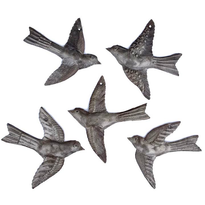 Haiti Fair Trade~ It's Cactus - Wholesale Wall Accent - Set of 5 Birds $5 ea., Garden Home Decor, Metal Plaques 6"