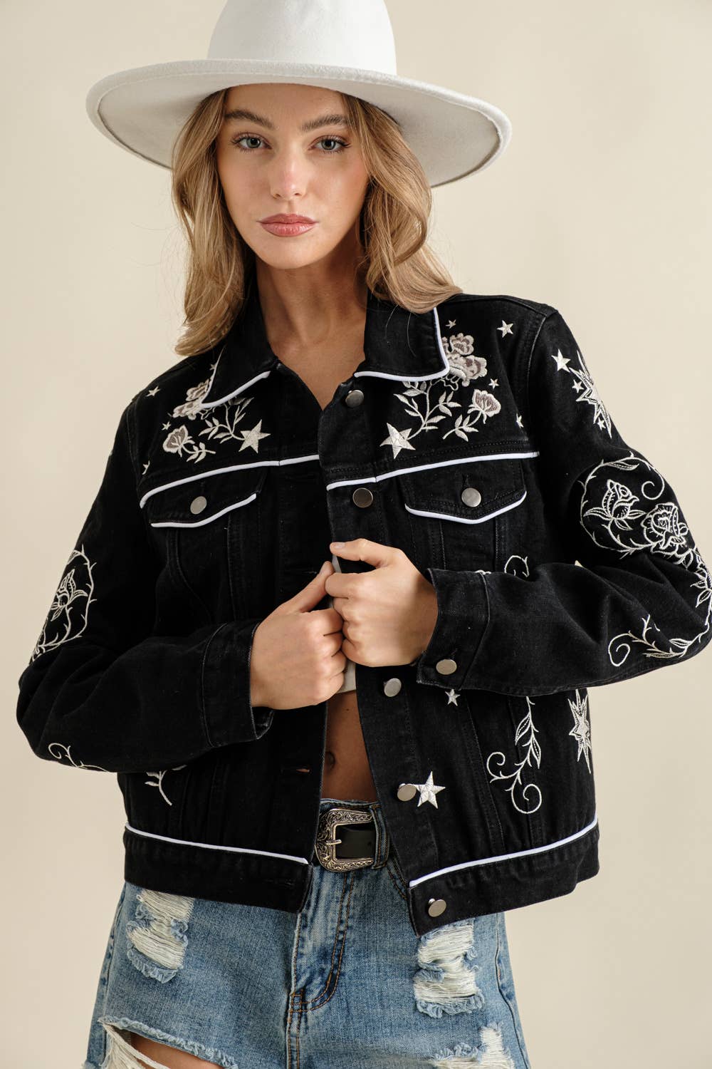 Blue B - Wholesale Denim Jacket - Women's - 17619J - Twill Denim Embroidered Western Button Up Jacket9
