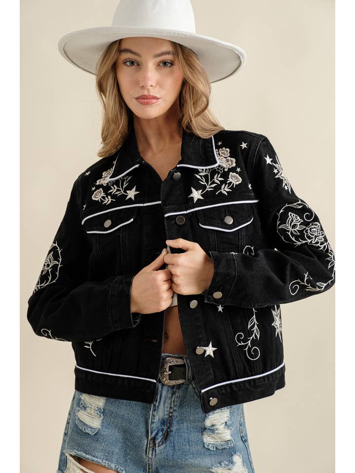 Blue B - Wholesale Denim Jacket - Women's - 17619J - Twill Denim Embroidered Western Button Up Jacket9