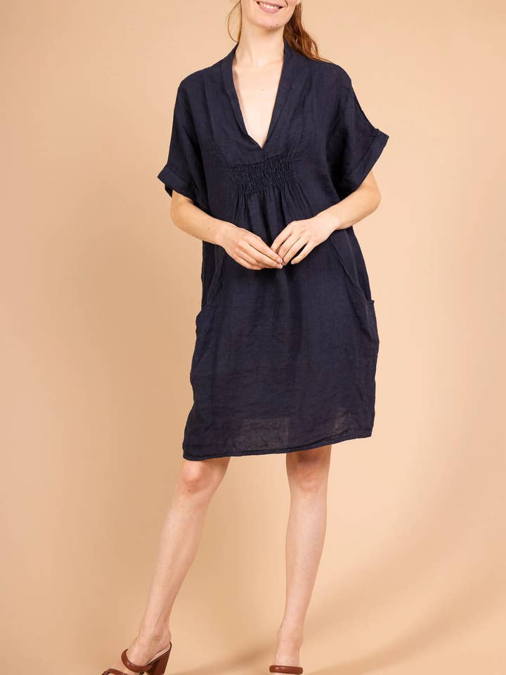 Linen dress with 2 pockets 14979 for wholesale by Shyloh