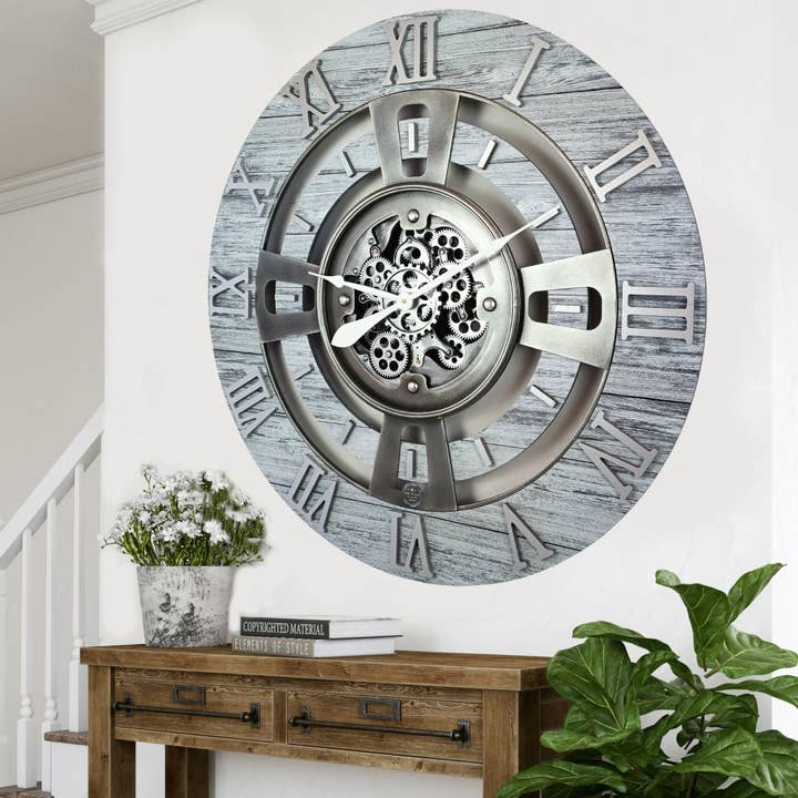 OROLOGIO DA PARETE ENGLAND LINE ROTONDO 36 POLLICI GRIGIO ARGENTO per la vendita all'ingrosso da parte di The Gears Clock