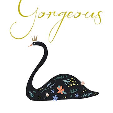 BLACK SWAN BIRTHDAY GREETING CARD 4.5 x 6.25" for wholesale by Calypso Cards LLC