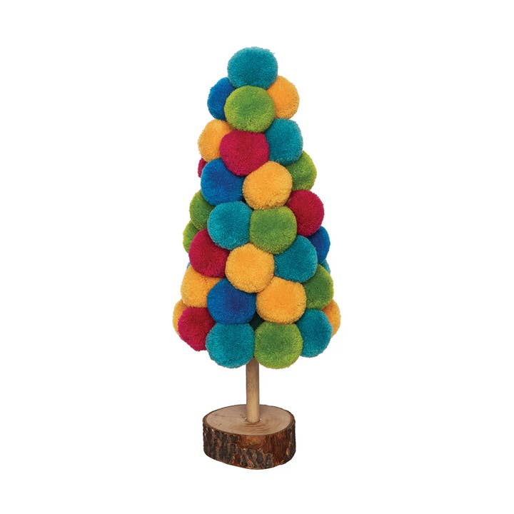 Christmas Tree 10" Pom-Pom Decorative Figurine for wholesale by C&F Home