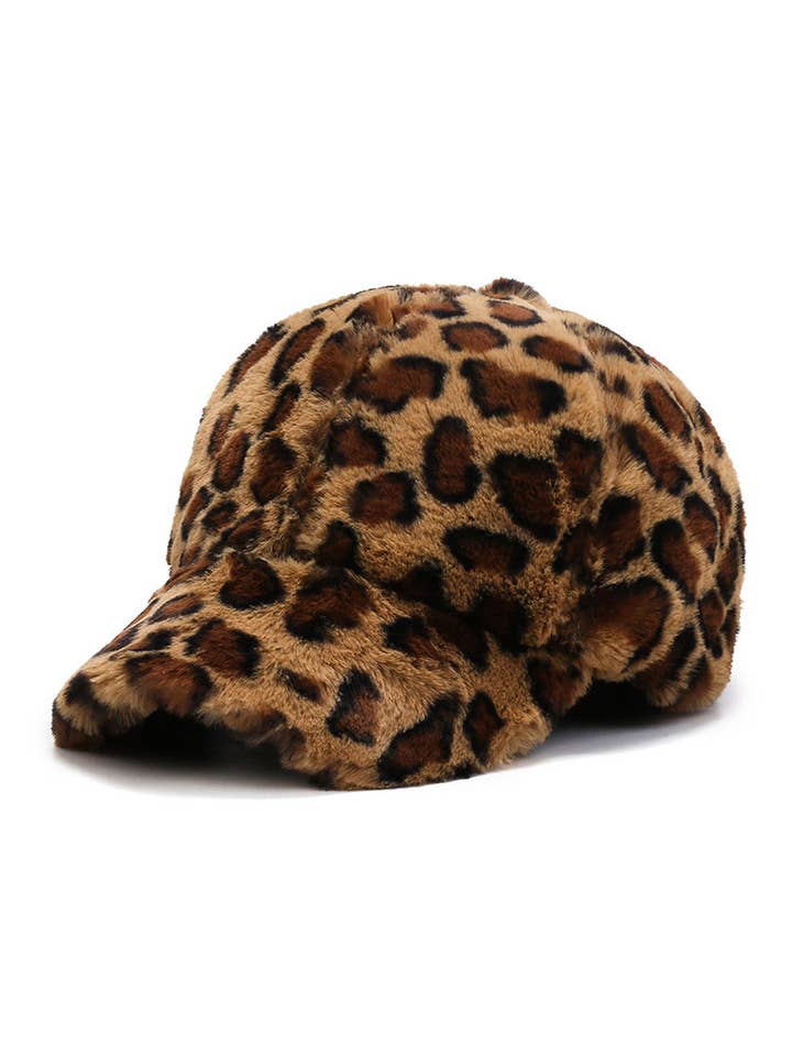 Leopard Print Fleece Baseball Cap for wholesale by 66DISCO