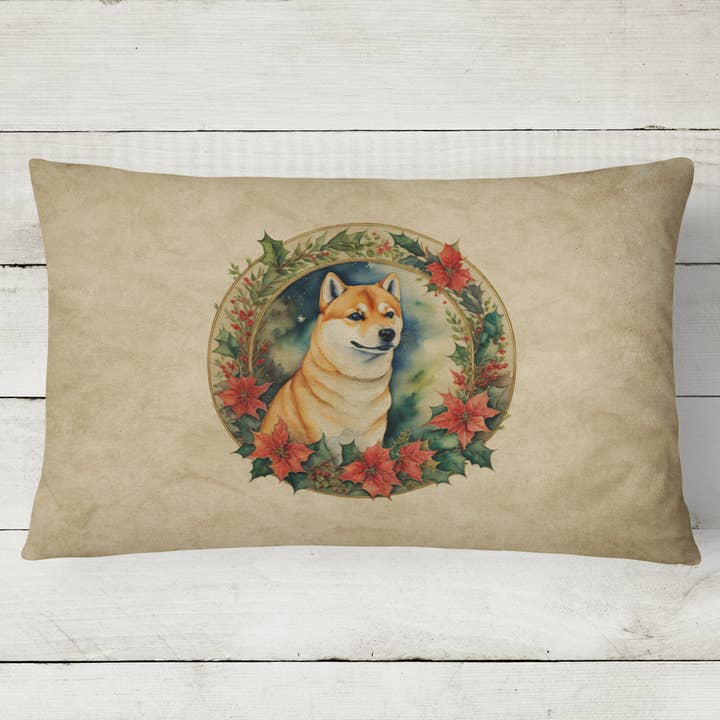 Shiba Inu Julblommor Kudde 12x16 DAC2430 för wholesale av Caroline's Treasures