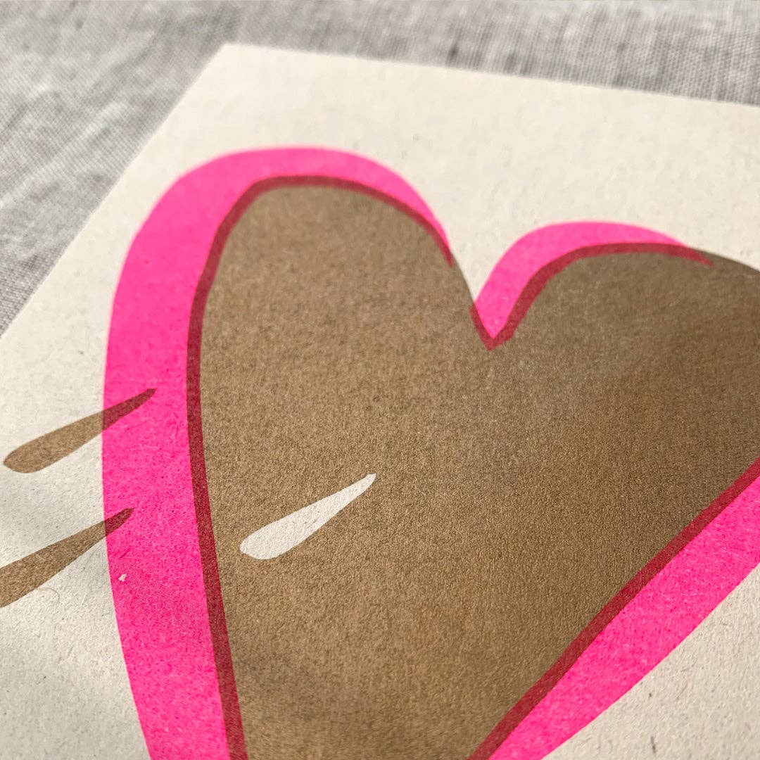 Togethery – wholesale Postcard – Postcard / Heart with Drops / Risograph1