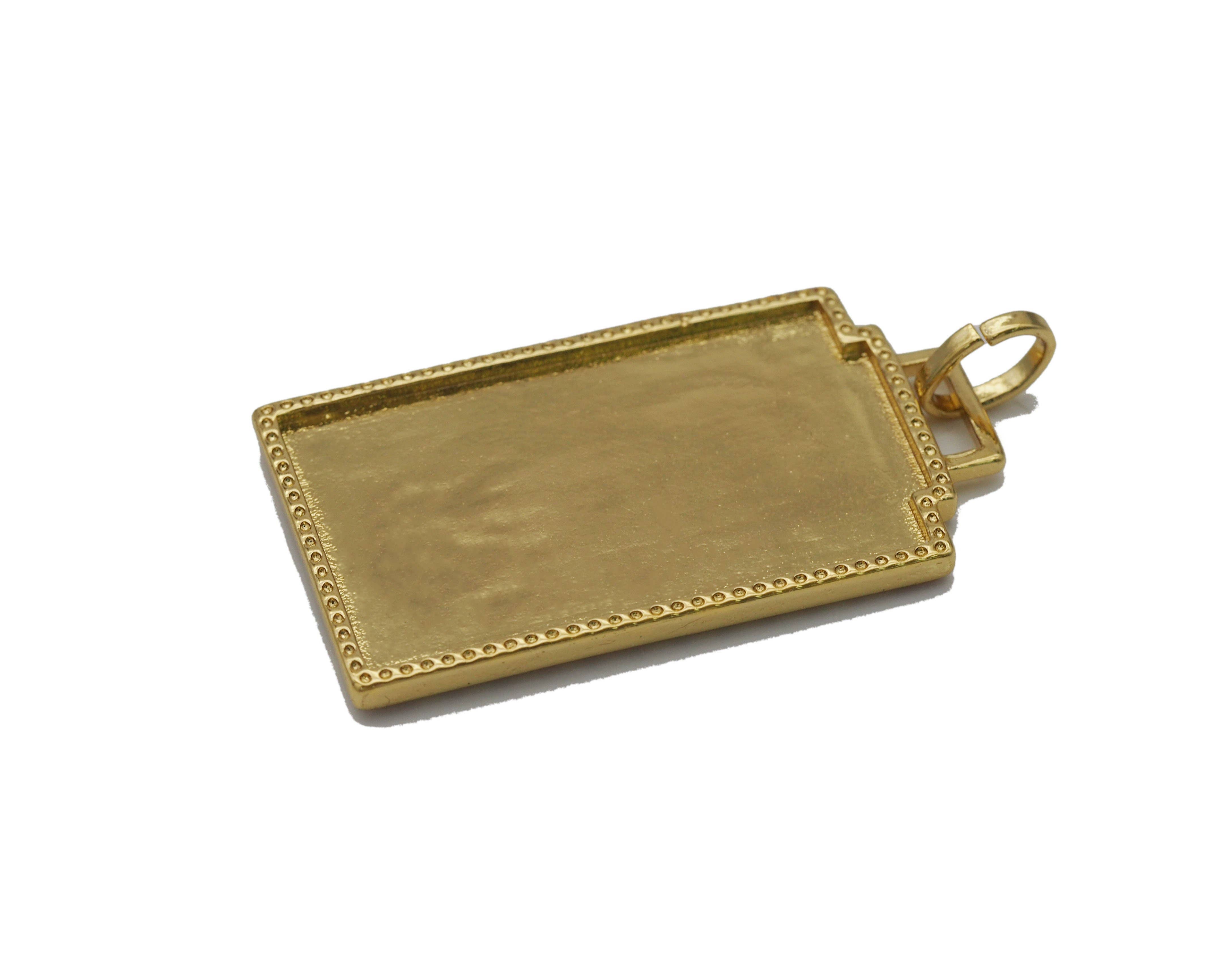 BestBeads&Beyond - Wholesale Individual Charm/Pendant - Gold Enamel Evil Eye Heart Moon On Rectangle Charm, Sku#JL1111