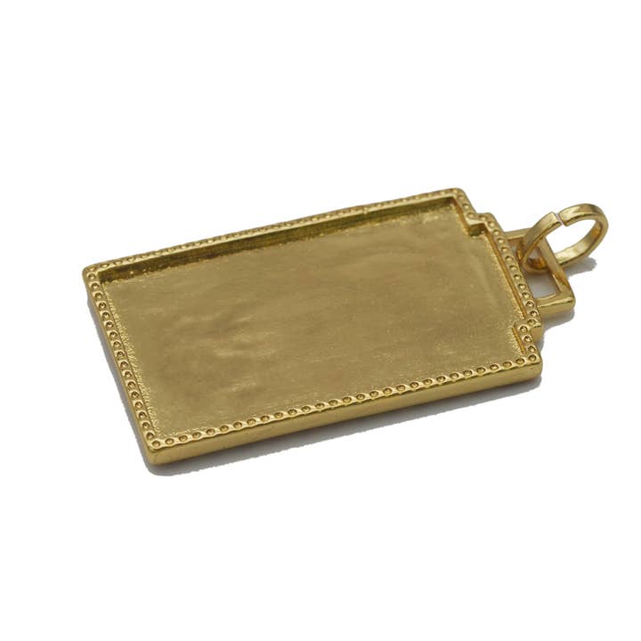 BestBeads&Beyond - Wholesale Individual Charm/Pendant - Gold Enamel Evil Eye Heart Moon On Rectangle Charm, Sku#JL1111