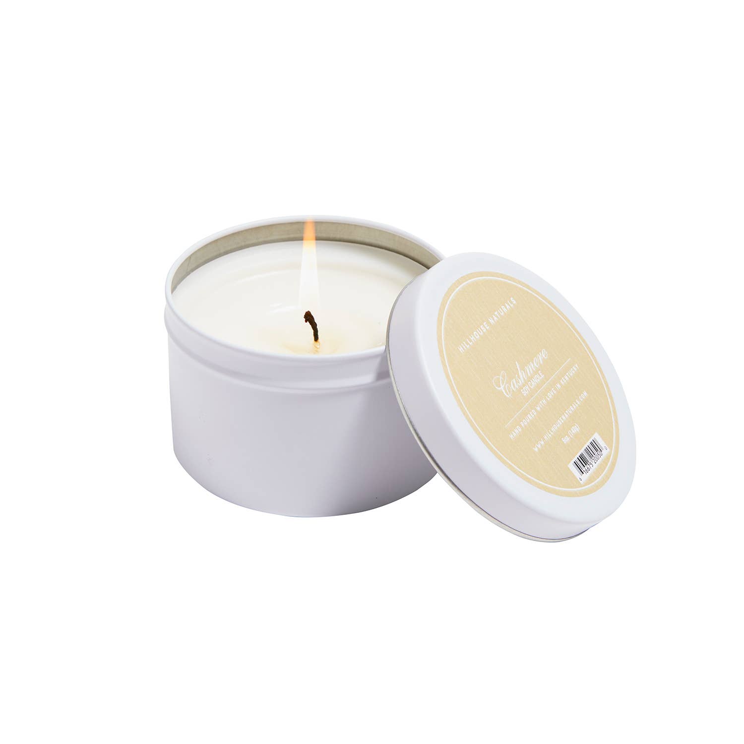 Hillhouse Naturals/Field+Fleur - Wholesale Travel Candles - Cashmere Candle In White Tin 5oz. Ctn. 6