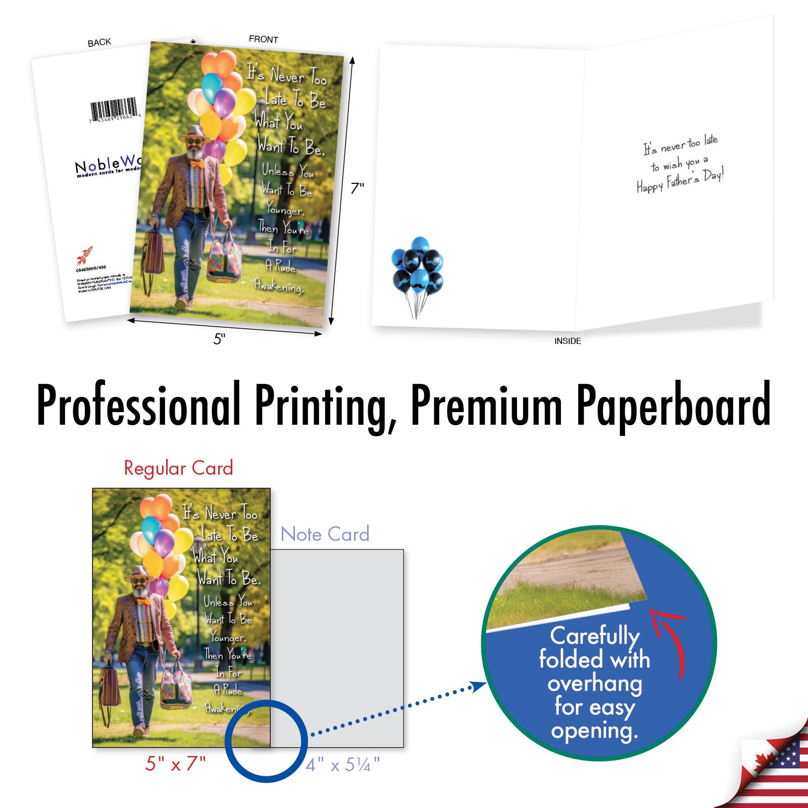 NobleWorks - Wholesale Father's Day Card - 1 Funny Father's Day Card - Never Too Late Dad - NobleWorks4