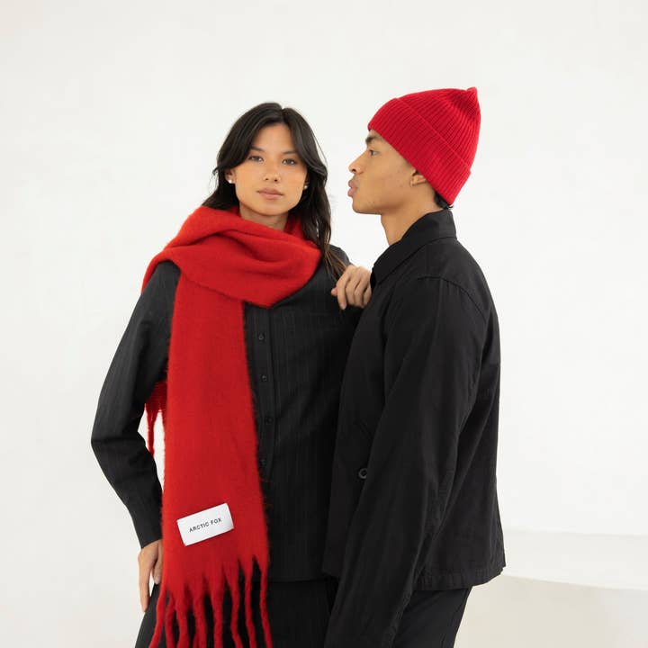 Arctic Fox & Co. - North America - Wholesale Scarf - Women's - The Stockholm Scarf - 100% Recycled - Crimson Red - AW24
