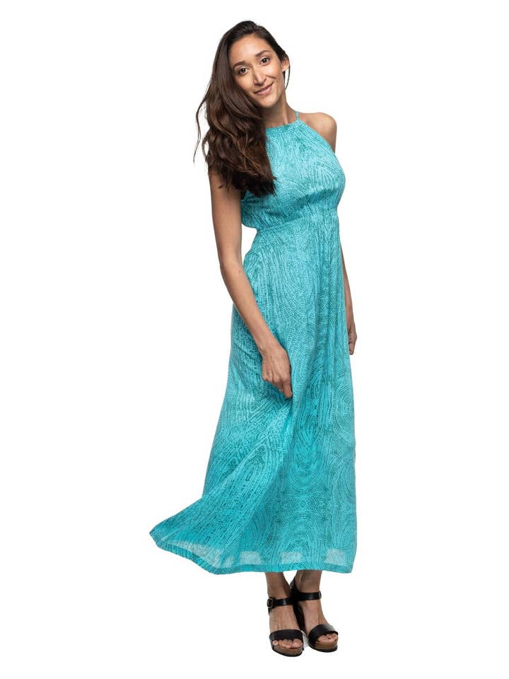 Abito lungo Resort Susan stampato per la vendita all'ingrosso da parte di Nectar Creations