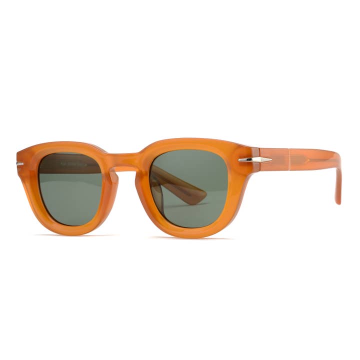 RAVI |Transparent Caramel | Green Lens for wholesale by Ryan Simkhai Eyeshop
