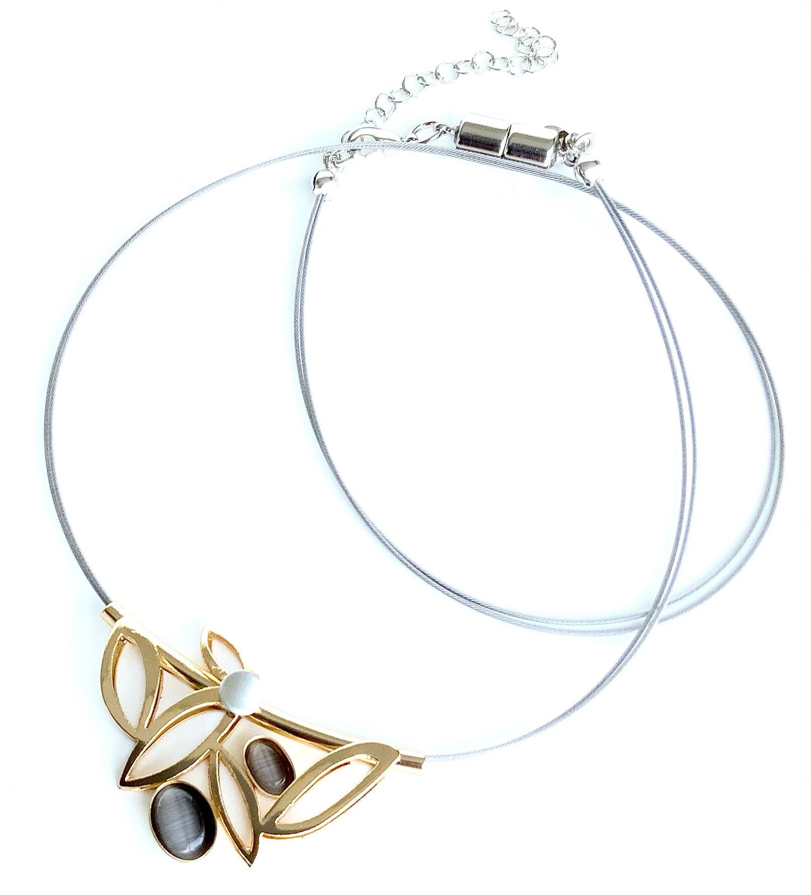 Christophe Poly / Crono Design - Vente Parures de bijoux - ENSEMBLES (GY1) - Collier (G) 17"+2" & Boucles d'oreilles crochet en fil (Y) Ensemble3