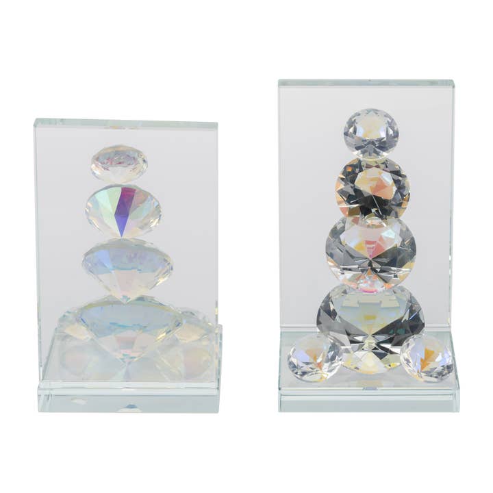 Sagebrook Home - Wholesale Bookend - Bookends Set of 2 - Clear Crystal Modern Diamond, 7 in.6
