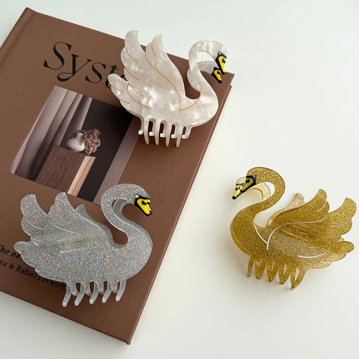 Elegante Fermaglio per Capelli a Forma di Cigno in Acetato per la vendita all'ingrosso da parte di SoapElenGlen