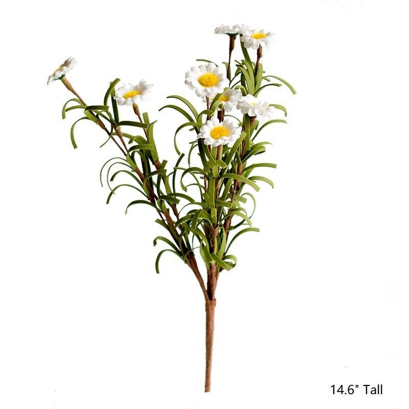 Rustic Reach - Wholesale Artificial Flowers - Artificial Flower Eco PE Small Daisy Stem Set in White 15" T10