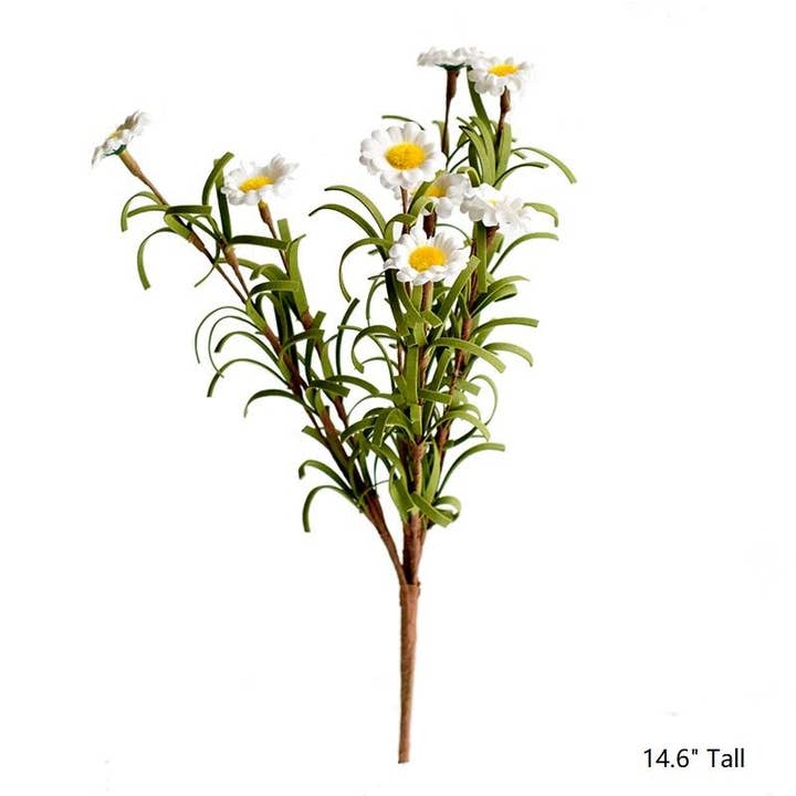 Rustic Reach - Wholesale Artificial Flowers - Artificial Flower Eco PE Small Daisy Stem Set in White 15" T10