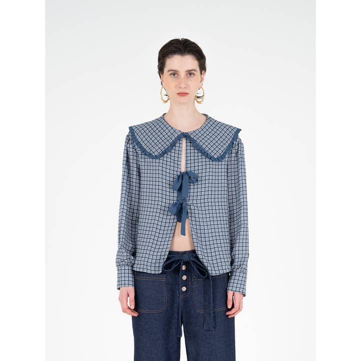 Blouse with Mystic Tartan Print for wholesale by CARMEN SAYS