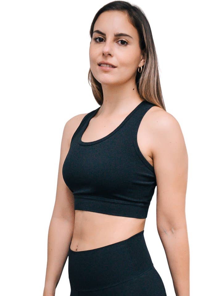 Sujetador negro de algodón orgánico para venta al por mayor de Jacarandá