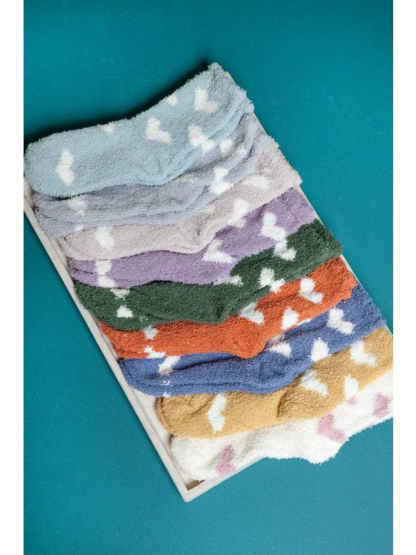 JOSSLYN by wall to wall - Wholesale Socks - Women's - WARM CORAL FLEECE PLUSH HEART FUZZY SOCKS | 40S020432