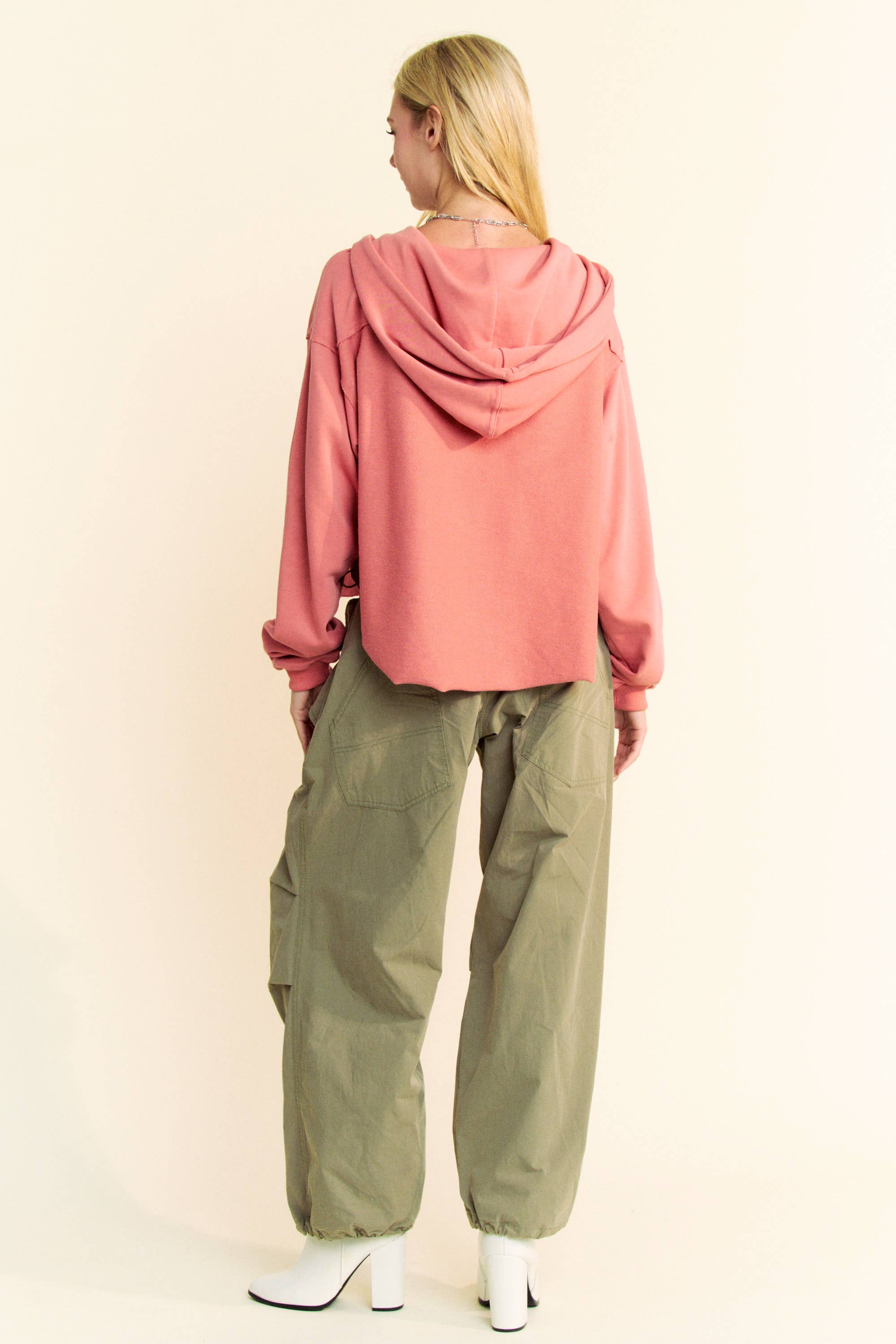 Davi & Dani - Wholesale Hoodie - Women's - PLUS LONG SLEEVES PRINT TIE LOOSE FIT HOODIE TOP19