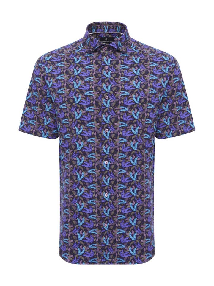 Camisa de Manga Curta com Estampa de Folhas de Bananeira por atacado de Luchiano Visconti