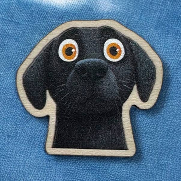 Black Labrador - Wooden Pin Badge for wholesale by The Enamel Pin Factory