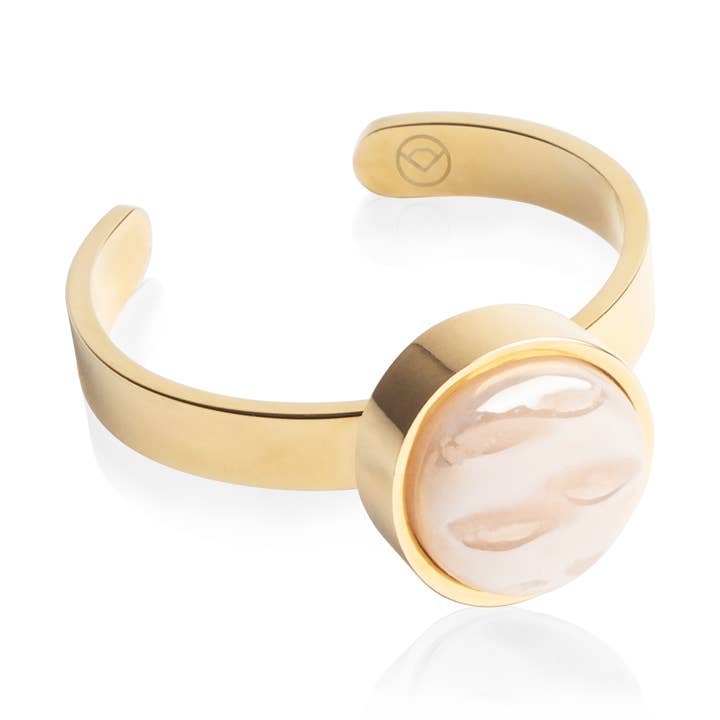 Verstellbarer Ring mit Stein • 8mm • Gold / Apricot für den Großhandel von ALEXASCHA