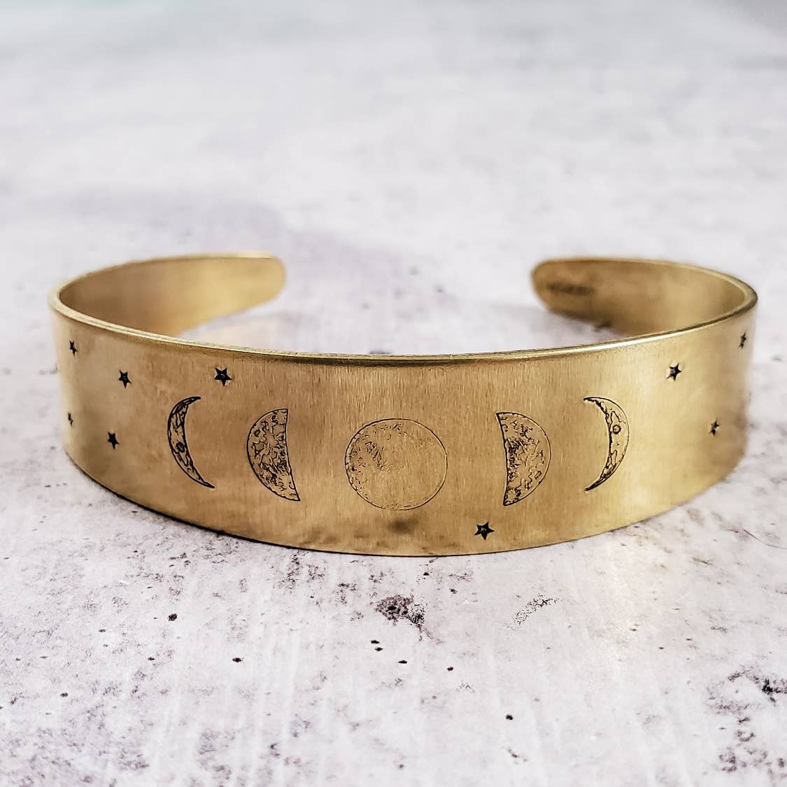 Salt and Sparkle - Wholesale Cuff Bracelet - Moon Phases Wide Cuff Bracelet in Aluminum/Copper/Brass1