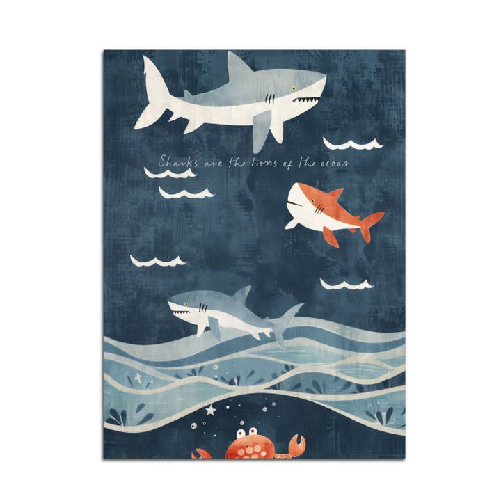 Seven Icons Store – wholesale Väggdekor - Barn och baby – Sharks Nursery Sea Life affischtryck