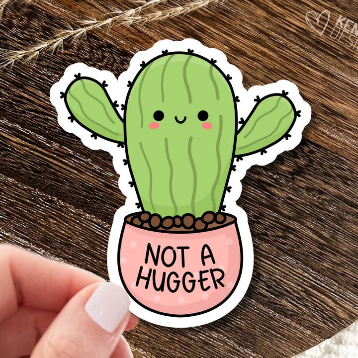 Not a Hugger Succulent/Grappige introverte stickers en magneten voor wholesale door Kenjia Design