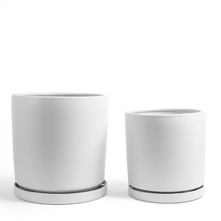 Momma Pots - Vente Pot - Pots cylindriques de 10,5 pouces (1 pièce) et 12,5 pouces (1 pièce) avec soucoupes à eau7