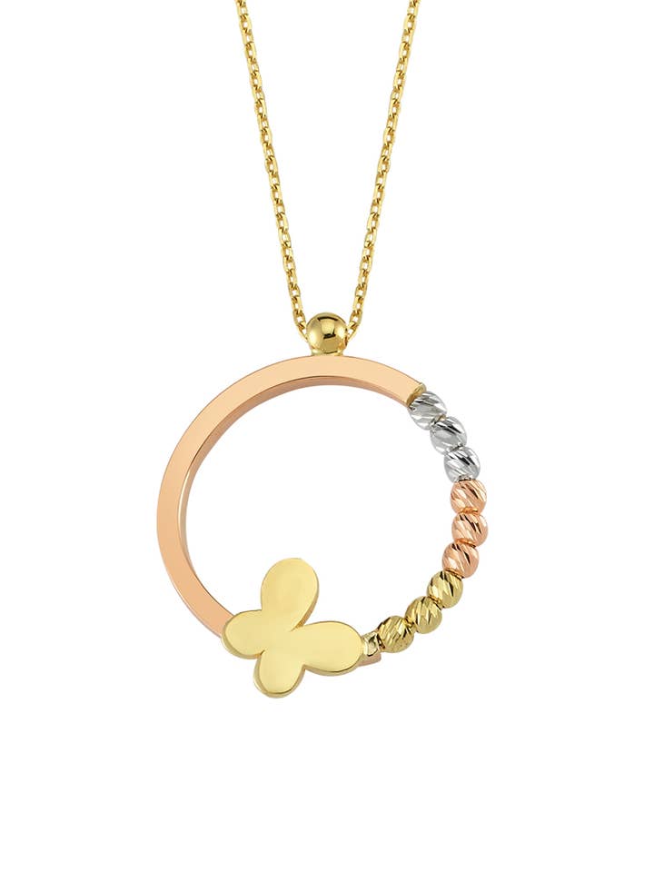 Gold Beaded Necklace / Yellow Gold - Rose Gold - White Gold for wholesale by Gider Jewelry