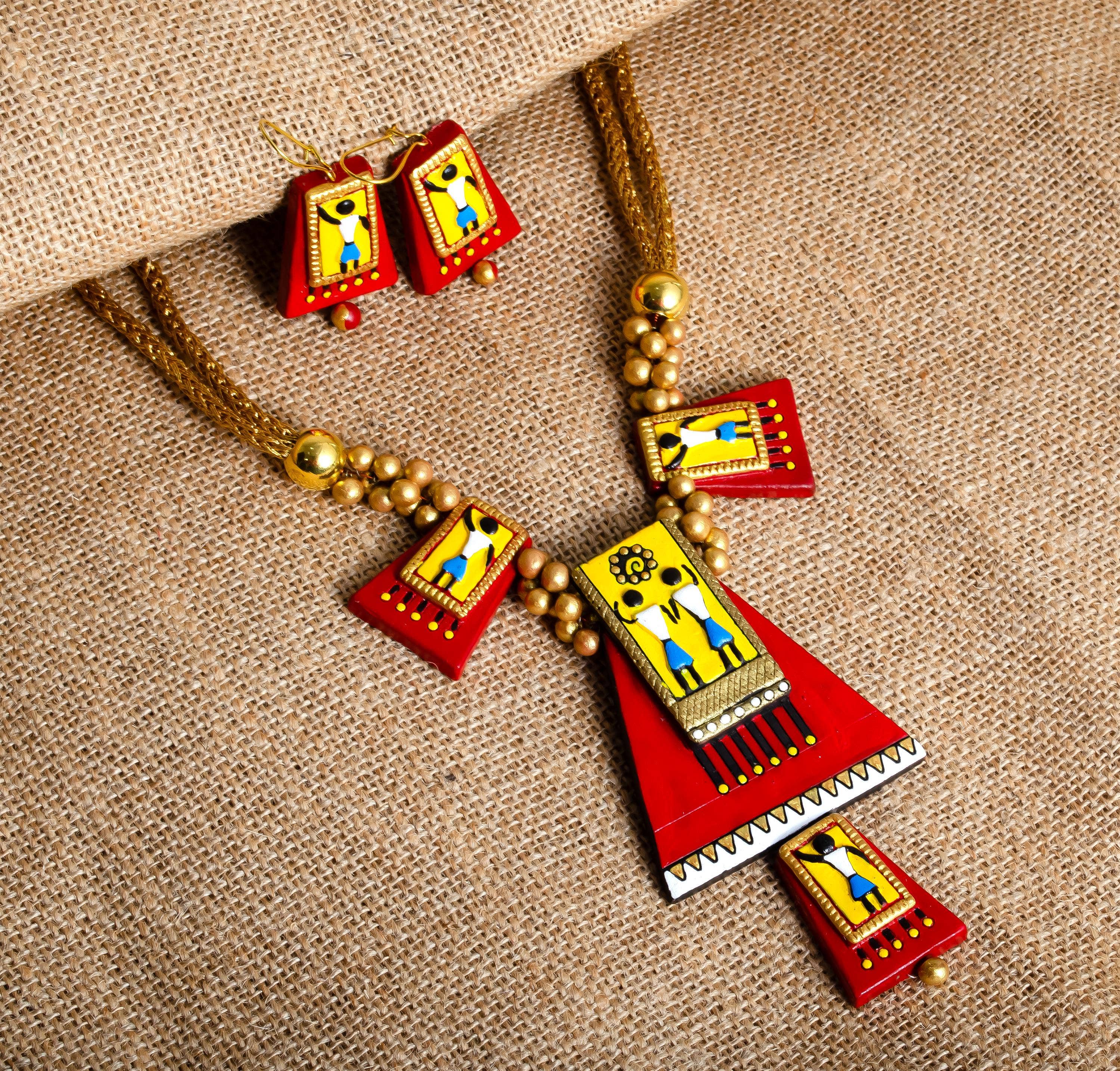 House of Kraft Jewelry & Accessories - Wholesale Jewelry Set - Egyptian Jewelry Set | Clay Jewelry | Red Pyramid Jewelry