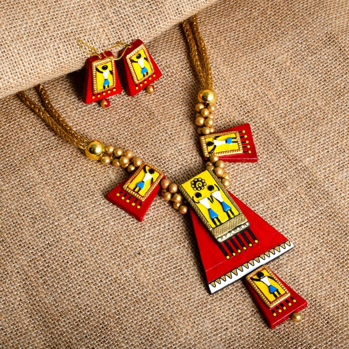 House of Kraft - Wholesale Sieradenset - Egyptische sieradenset | Klei-sieraden met rode piramide0