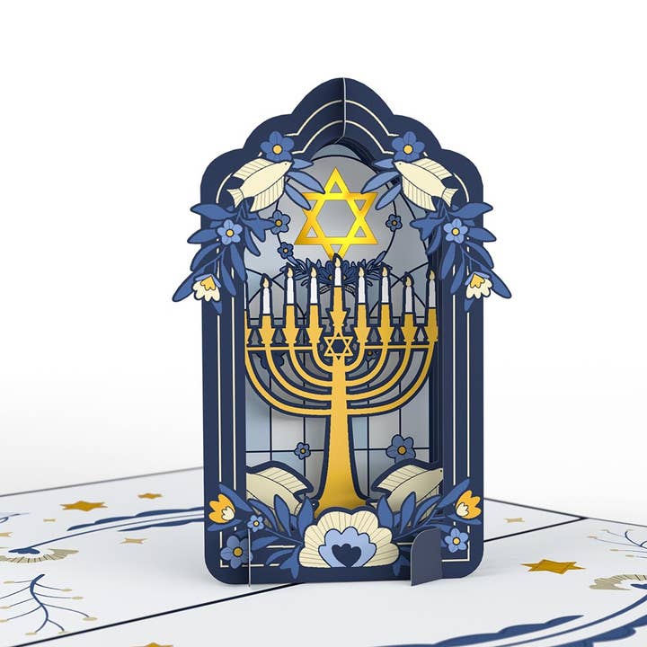 Elegant Stained Glass Hanukkah 5x7'' Card, Pop-Up Cards for wholesale by Lovepop Cards