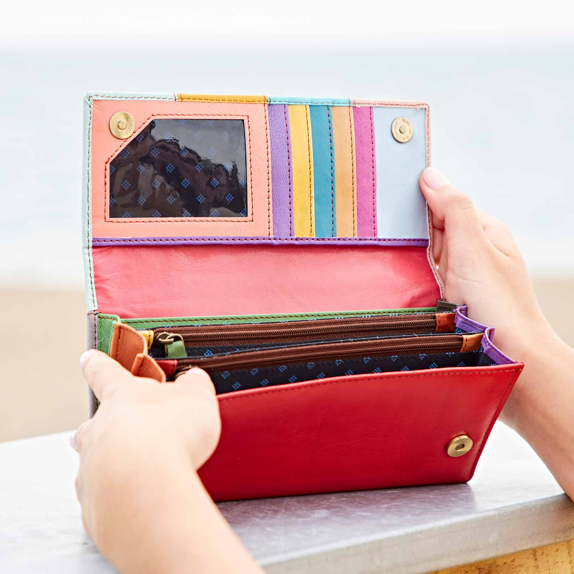 The Paper High Gift Company Limited - Wholesale Wallet - Women's - Recycled Multicoloured Leather Clutch Purse - Handmade1