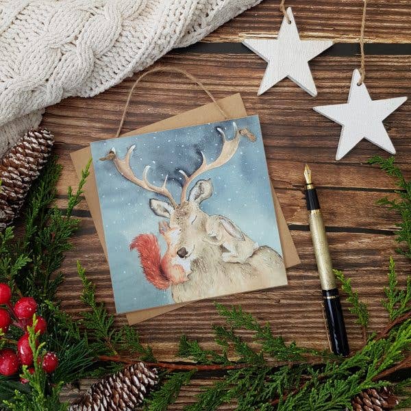 Christmas Cuddles Wooden Forever Card for wholesale by Love Country