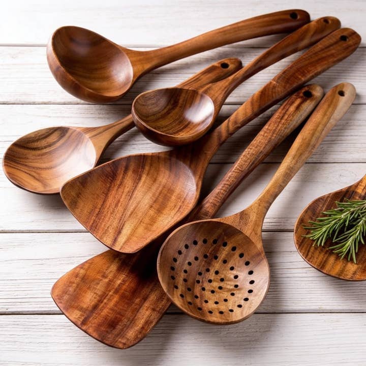 Kiyo Home - Wholesale Kitchen Utensil Set - 7-Piece Wooden Cooking Set | Kitchen Utensils | Eco Cookware1
