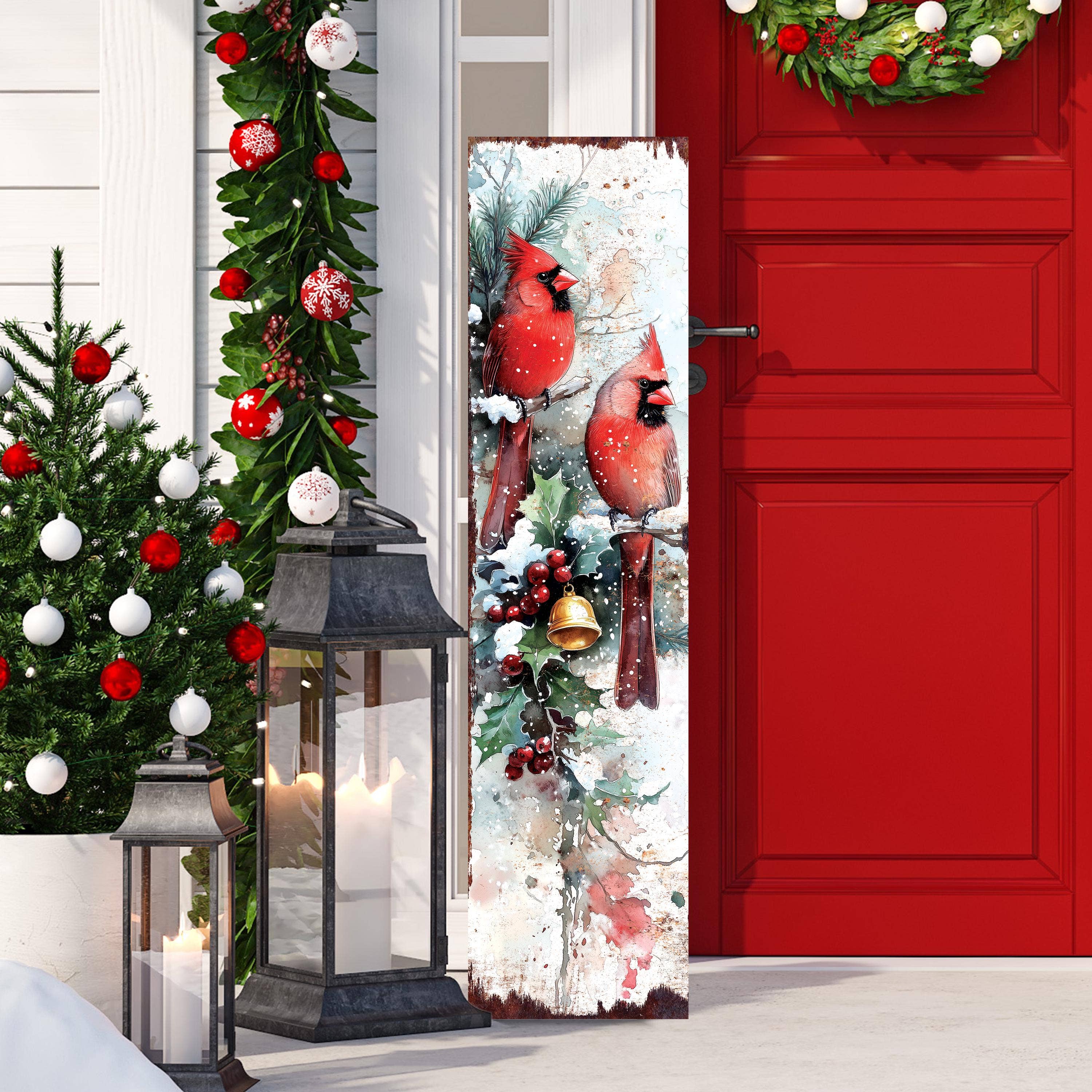 TX USA Corporation - Wholesale Christmas Wall Art - 48" Merry Christmas Front Porch Sign | Snowy Cardinals Outdoor Holiday Decor2