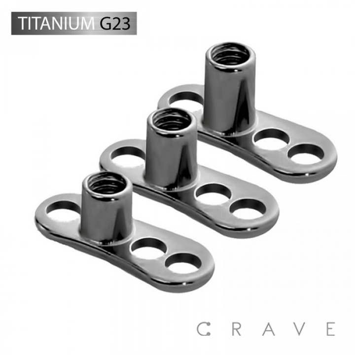 BASE D'ANCRAGE DERMIQUE À 3 TROUS EN TITANE DE QUALITÉ IMPLANTAIRE pour la vente par CRAVE