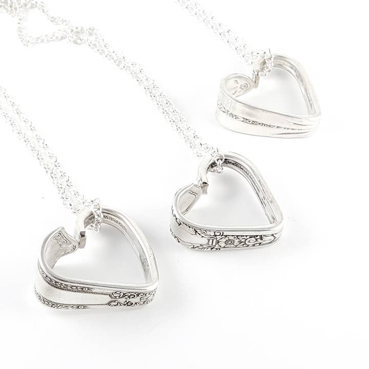 Midnight Jo - Wholesale Pendant/Charm Necklace - Mixed Bag Upcycled Spoon Open Heart Necklace
