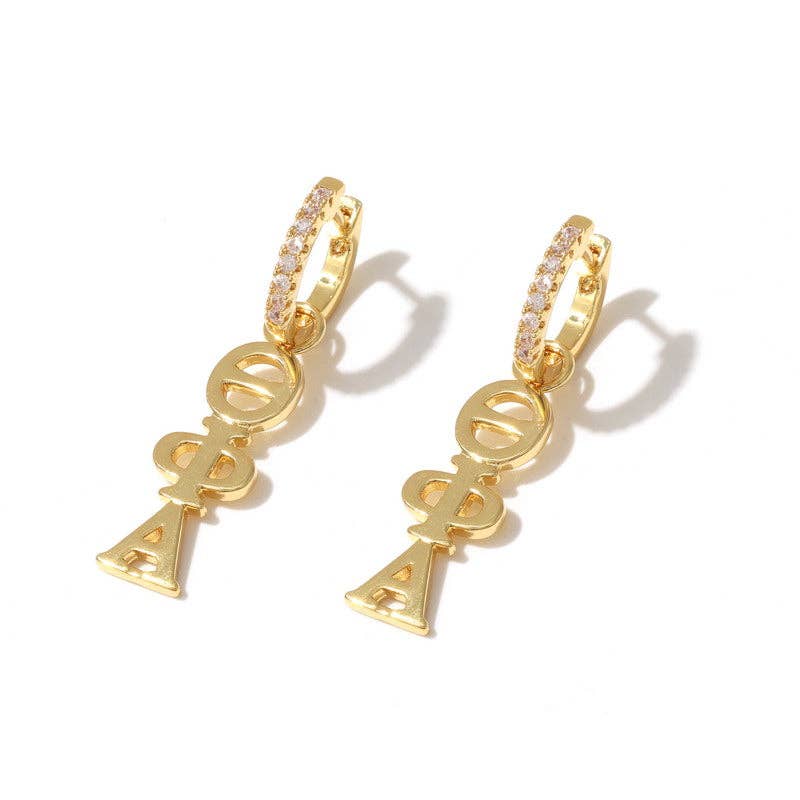 Color Shout - Vente Petits anneaux - Boucles d'oreilles créoles E208 avec lettres grecques de sororité24