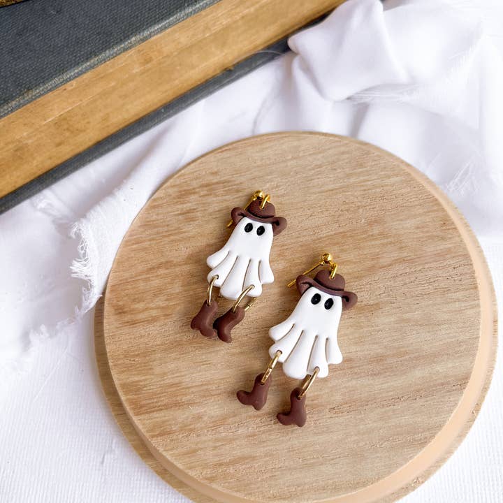 The Modern Iris - Wholesale Dangle Earrings - Cowboy Ghost Polymer Clay EarringsÂ