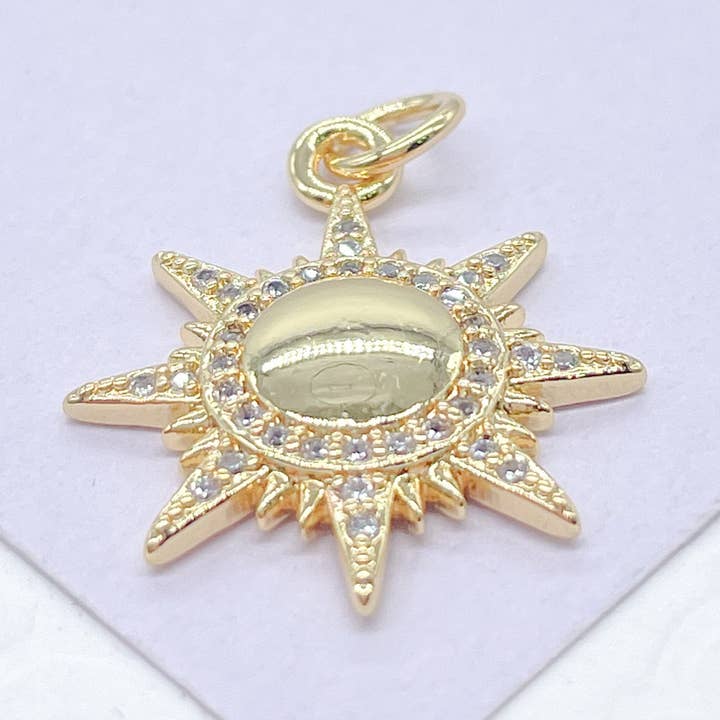 Milie - Vendita all'ingrosso Ciondolo/pendente - Ciondolo Sole 18k GF con Raggi Pavé Bianchi0