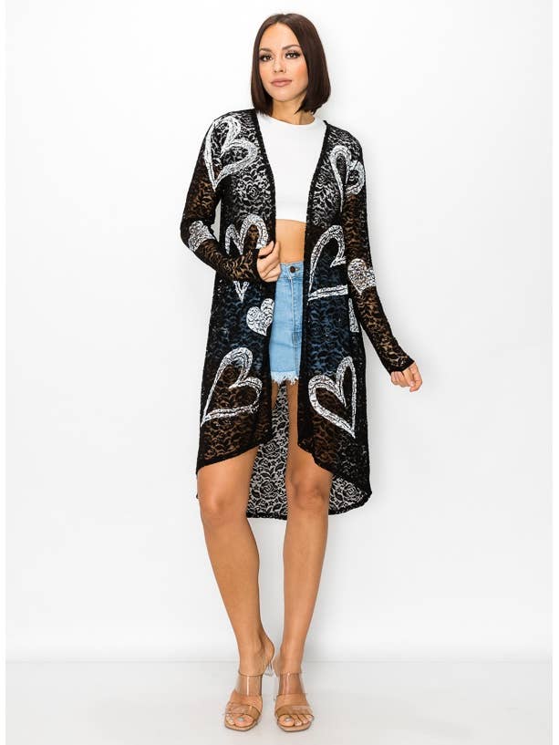 Lace Heart Hand Painted Cardigan for wholesale by T-Party